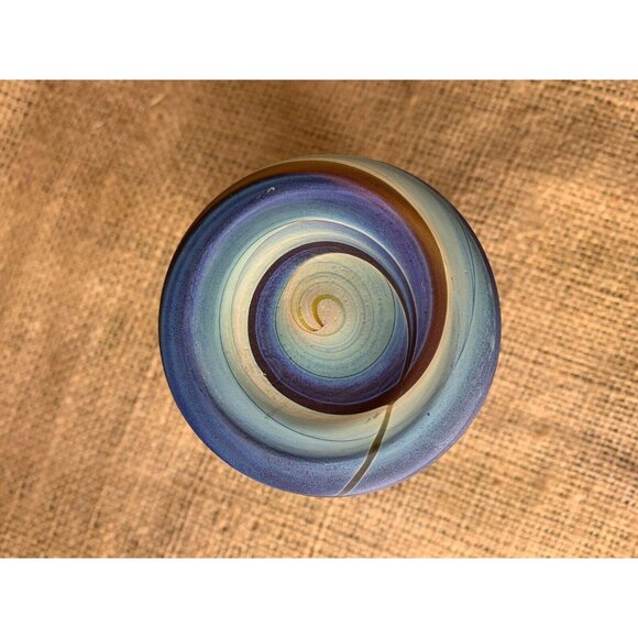 Hand Blown 4" Art Glass Cup or Candle Holder Beautiful Swirl Design - Picture 7 of 8